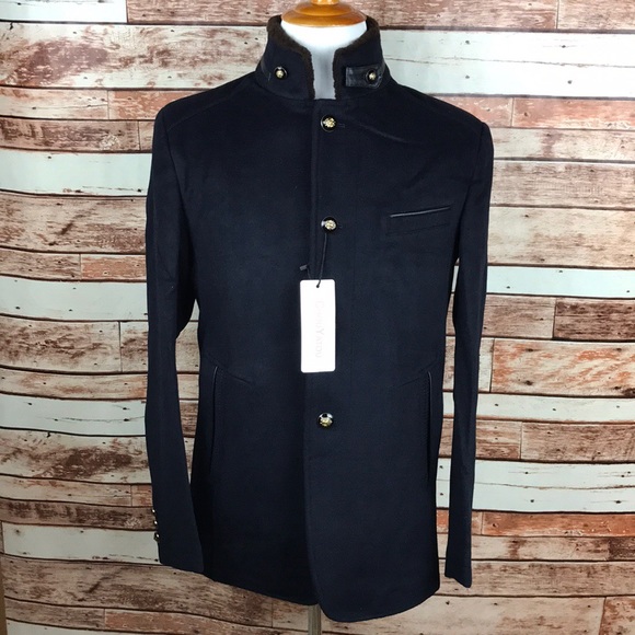 Details About Reiss Sz L Blue Hawley Double Ted Wool
